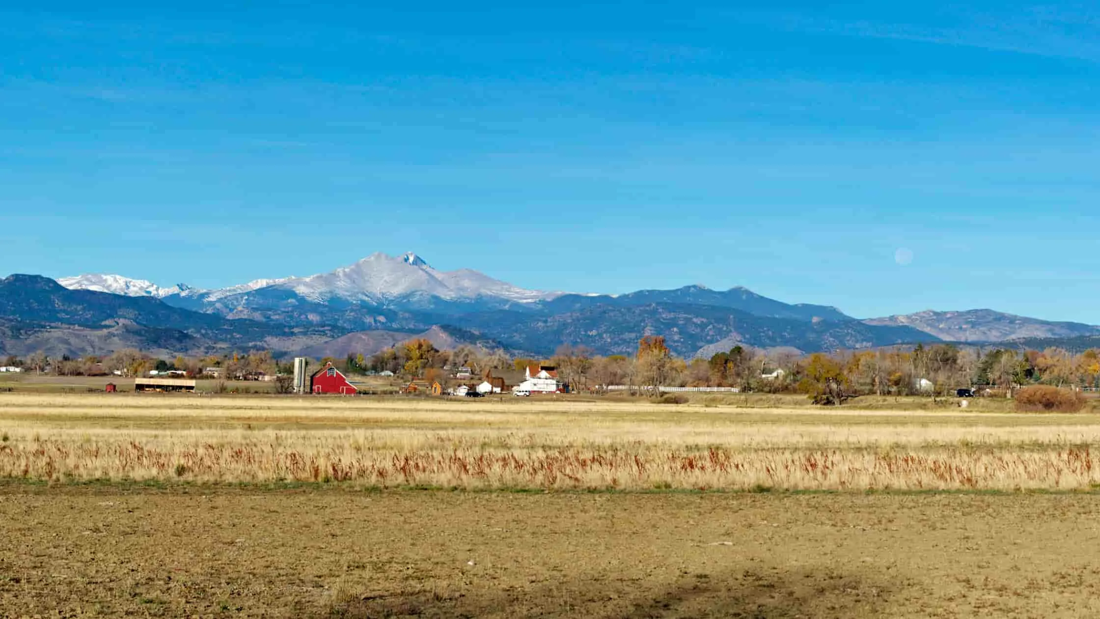 View of the mountains in rural Longmont