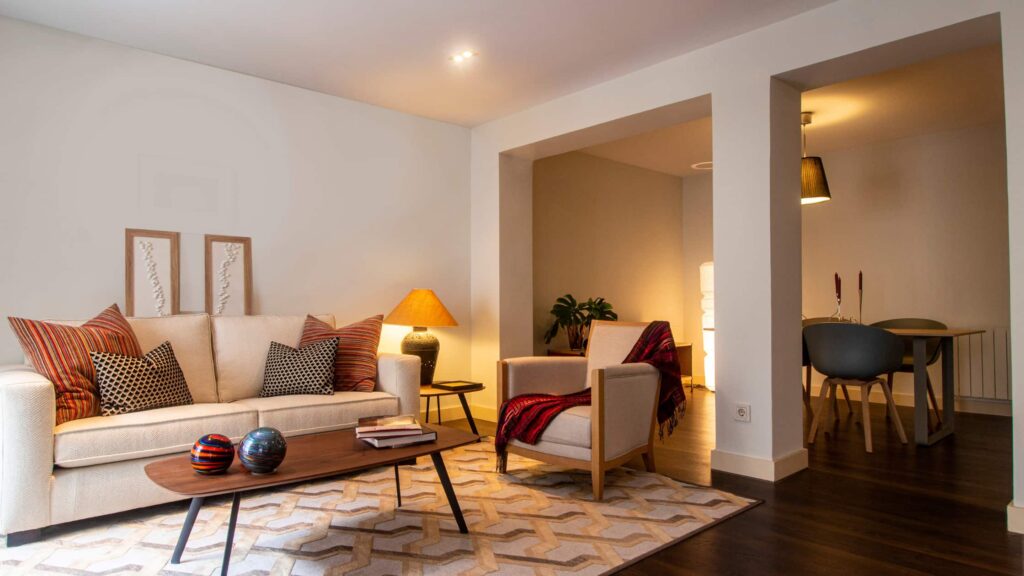 Cozy Colorado home staging with warm lighting and inviting living room decor to attract buyers