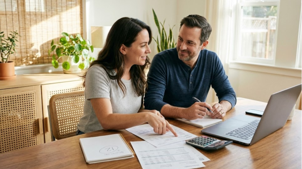 Buyer meeting with a real estate professional to review appraisal and comparable sales data after a low valuation.